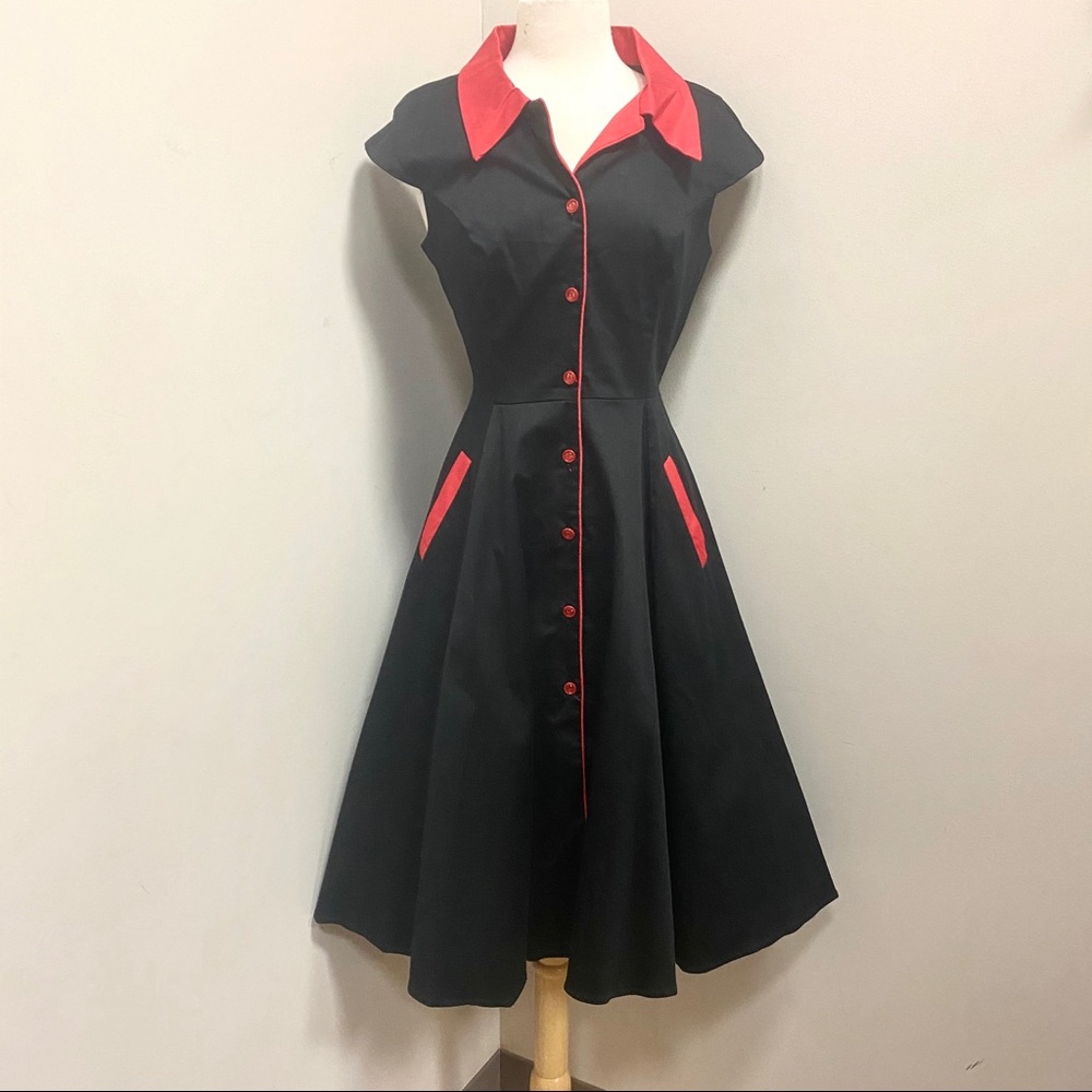 Diabo Swing Dress Hearts & Roses 50s Vintage Repro